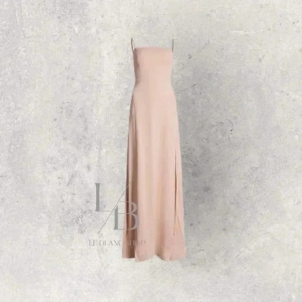 Reformation 0 Ingrid Maxi Dress Bridesmaid Gown Strapless Nude Blush B902